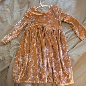 Velvet Kids Dress in Tan